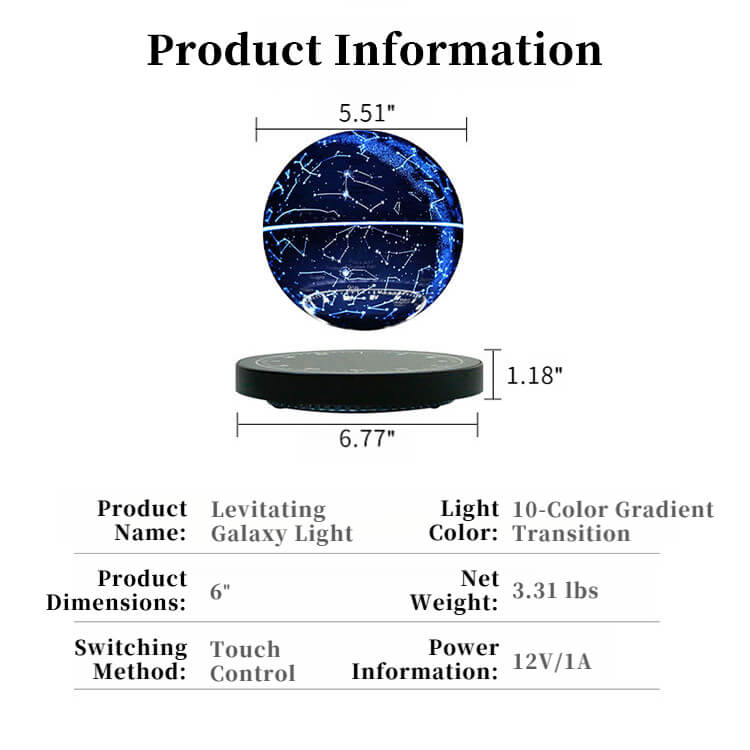 Dimensional diagram with precise measurements for the Galactic Orb star projector and its base.