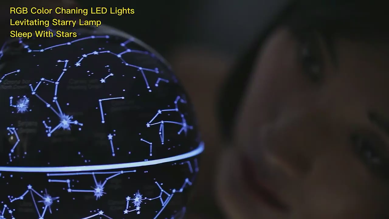 Product feature video showcasing the Galactic Orb's rotating star projection, color-changing modes, and ambient lighting effects in action.